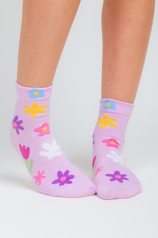 Orchid Floral Ankle Socks