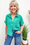 Kelly Green Gauze Blouse