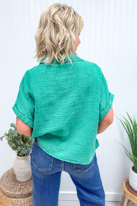 Kelly Green Gauze Blouse