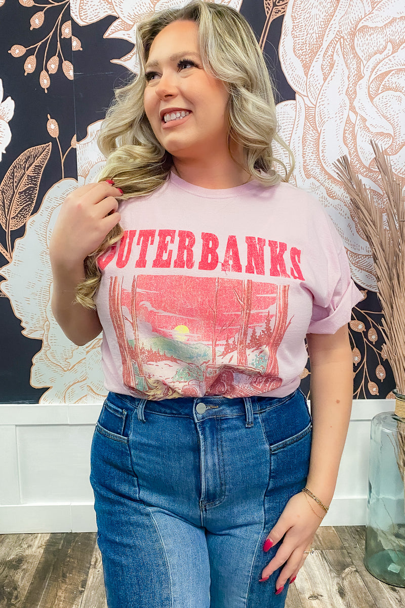 Pink Outer Banks Graphic Tee