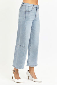 Julia Wide Leg Seam Detail Crop Denim