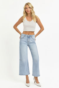 Julia Wide Leg Seam Detail Crop Denim