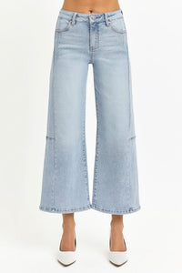 Julia Wide Leg Seam Detail Crop Denim